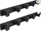 Coat Hook Wall Rack Hanger - Double Coat Rack with 5 Hooks Wall Hooks for Hanging Hat Key Bag Towel Wall Mount Coat Rack, Black 2 Packs