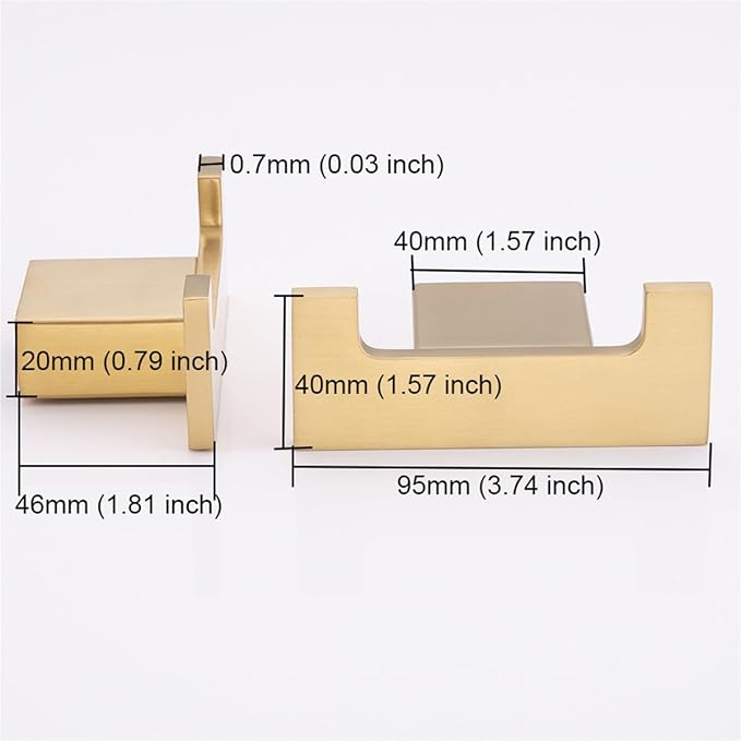 RANDOM Double Towel Hook 304 Stainless Steel Coat Hook Robe Hook for Bathroom Accessories Wall Mounted Hooks Brushed Gold 96009-8BG-2