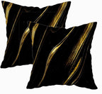 CAPSCEOLL Black Gold Throw Pillow Covers,Modern Abstract Art Painting Throw Pillows for Couch,Black Pillow Covers 16X16 Inch 2 Pcs Square Cushion Cover Gift for Couch Sofa