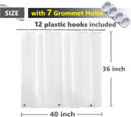 Waterproof Shower Curtain for Window Inside Shower, Plastic Bathroom Window Curtain Waterproof Heavy Duty Vinyl Peva with Hooks, Silky Frost, 40x36