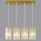 Gold Pendant Lighting Modern Pendant Light, Mini Crystal Chandeliers,Adjustable Pendant Light Fixture for Kitchen Island Dinning Room Corridor Bedroom(Gold 4-Light)