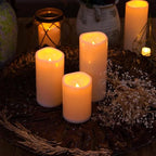 Homemory 4" x 8" Large Waterproof Outdoor Flameless Candles with Remote Control and Timer, Battery Operated Flickering LED Pillar Candles for Indoor Outdoor Lanterns, Porch, Long Lasting, Set of 4