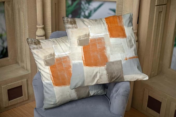 CAPSCEOLL Beige Orange Throw Pillow Covers Modern Home Art Decor,16 X 16 Inches Set of 2 Pillow Cases Decorative,Abstract Oil Painting Pillowcases for Bedroom,Living Room,Cushion Couch Sofa