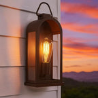 Vintage Outdoor Wall Light Fixture (1 Pcs) - Dark Brown Porch Lantern/Exterior Wall Sconce, Glass Shade, Sturdy Metal Frame, Waterproof & Anti-Rust, Fit for Entryway/Garage/Patio/Doorway, E26 Socket