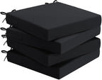 AAAAAcessories Outdoor Seat Cushions for Chairs, Waterproof, Fade-Resistant Patio Furniture Replacement Cushions, 18.5" x 16" x 3", Set of 4, Black