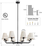 KAISITE Black Chandelier for Dining Room - 8-Light Farmhouse Dining Room Light Fixture Over Table Industrial Kitchen Lighting Fixture Ceiling Hanging Chandelier for Bedroom Living Room Foyer Entryway