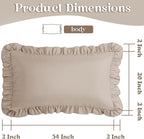 KKJIAF Ruffle Body Pillow Cases Set of 1, Ruffled Pillow Covers with Envelope Closure, Body Pillowcases Size of 20" x 54", Ruffled Long Pillow Shams, Khaki