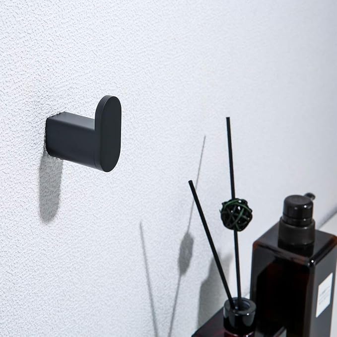 RANDOM Towel Hooks for Bathroom Wall Mounted Hand Towel Holder Matte Black Coat Hooks Heavy Duty Wall Hook for Kitchen Stainless Steel Robe Hook 2 Pack