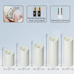 Homemory Outdoor Waterproof Flameless Candles, LED Candles, Battery Operated Candles with Remote and Timers, Electric Fake Plastic Pillar Candles, Ivory White, D3 H4 5" 6" 8" 8", Set of 5