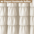 Seasonwood Ruffle Shower Curtain Cream Farmhouse Vintage Handcrafted Rustic Decorative Fabric Shower Curtains for Bathroom, 72" x 72"