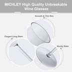 MICHLEY Floating Wine Glasses for Pool 17.5 OZ Unbreakable Tritan Plastic Red Wine Glasses with Stem Ideal for Beach Bar Camping Dishwasher Safe, Set of 6