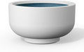 Kante 13.8 Inch Dia Concrete Bowl Planter, Large Tapered Bottom Plant Pot with Drainage, Smooth White Finish with Aqua Blue Interior, Ideal for Porch, Home, Garden, Patio
