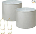 White lamp shades,linen lamp shade,lampshades set of 2 with 2 lamp shade harp,drum lamp shades for table lamps,15" Top X 15" Bottom X 12" H,Spider Fitter, Easy Assembly Required