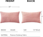 MIULEE Blush Pink Corduroy Pillow Covers Pack of 2 Boho Decorative Spliced Throw Pillow Covers Soft Solid Couch Pillowcases Patchwork Cushion Covers for Living Room Bed Sofa 12x20 inch Valentines Day