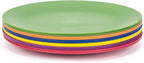 KX-WARE Plastic Plates Set of 24 - Unbreakable and Reusable 9.875 inches Dinner Plates, Multicolor | Dishwasher Safe, BPA Free
