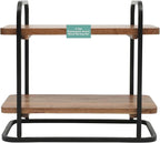 Gibson Home Gracious Dining 2-Tier Wooden Serving Tray with Metal Frame – Acacia Wood Rectangle Charcuterie Board, Cheese Platter, Dessert Display Stand for Buffet, Kitchen, Dining, or Events
