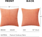 MIULEE Coral Red Corduroy Pillow Covers Pack of 2 Boho Decorative Spliced Throw Pillow Covers Soft Solid Couch Pillowcases Cross Patchwork Textured Cushion Covers for Living Room Bed Sofa 18x18 inch