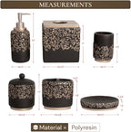 6-Piece Bathroom Accessories Set – Soap Dispenser, Toothbrush Holder, Tumbler, Soap Dish, Cotton Swab Jar & Toilet Brush – Modern Bathroom Decor Set (Stella)