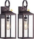 19" Dusk to Dawn Outdoor Lighting 2 Pack, Large Outdoor Wall Sconce Dusk to Dawn Sensor Wall Sconce Lamp, Anti Rust Bronze Dusk Till Dawn Porch Light for Doorway, Garage, Patio