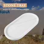 Koville White Marble Oval Tray for Bathroom Countertop, 10" x 5" Natural Marble Vanity Trays, Stone Perfume Organizer Tray for Decor, Jewelry Dish Perfume Trays for Dresser