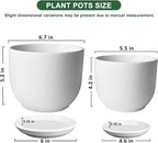 6.7 + 5.5 Inch Plant Pot, Ceramic Planter with Drainage and Saucer, Ceramic Pots for Plants, Indoor Plant pots,Succulent Pot Orchid Pots(Smooth White,Plant Pot Only)