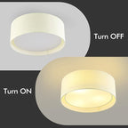 WINGBO 15.7" Modern 3-Light Flush Mount Ceiling Light Fixture with Fabric & Acrylic Double Drum Shade for Bedroom Living Room Dining Room Hallway Entryway, Beige