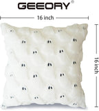 GEEORY Halloween Ghost Soft Plush Pillow Covers, 16 x 16 Inch Set of 2, Fluffy Faux Fur Wool Decorative Farmhouse Cushion Case for Sofa Home Decoration White GC026-16