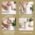 Sweejar Ceramic canisters for kitchen counter,Stackable Food Containers Set with Airtight Seal Bamboo Lid for Serving Ground Coffee, Tea, Spice, Flour and Sugar-Set of 3 (White)