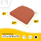 AAAAAcessories Outdoor Seat Cushions for Chairs, Waterproof, Fade-Resistant Patio Furniture Replacement Cushions, 17" x 16" x 2", Set of 2, Rust