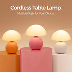 NIORSUN Mushroom Lamp Table Lamp for Bedroom, Portables Cordless Table Lamp,Wireless lamp,Small Bedside Table Touch Lamps for Living Room,Mini Mushroom 5200mAh Battery Operated Lamp Modern Pink