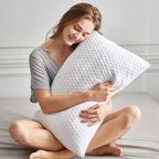 NTCOCO Pillow, Shredded Memory Foam Bed Pillows for Sleeping, with Washable Removable Cooling Hypoallergenic Sleep Pillow for Back and Side Sleeper, Queen (1-Pack)
