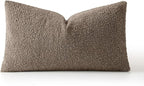 MIULEE Textured Boucle Throw Pillow Cover Dark Brown Accent Solid Lumbar Pillow Case Decorative Soft Pack of 1 Couch Cushion Chair Sofa Bedroom Livingroom Home Decor,12x20 Inch