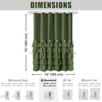 Seasonwood Sage Green Shower Curtain for Bathroom Cute Ruffle Shower Curtain 72 X 72 Inches Farmhouse Shower Curtains with Buttons & Green Ruffles