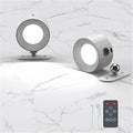 Romote LED Wall Sconce - Rechargeable Wall Light, 3 Colors & 3 Brightness Levels, 360째 Magnetic Rotating Head, Bedside Reading Lamp, Easy Install Battery Operated Lamp White Pack of 2