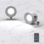 Romote LED Wall Sconce - Rechargeable Wall Light, 3 Colors & 3 Brightness Levels, 360째 Magnetic Rotating Head, Bedside Reading Lamp, Easy Install Battery Operated Lamp White Pack of 2