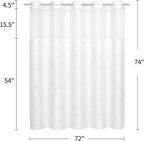 Boho White Woven Fabric Shower Curtain 72 x 74 Modern Farmhouse, No Hooks Tufted Chevron Striped Shabby Chic Textured, Minimalist Cloth Curtain for Bathroom, Hotel Decor