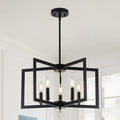 Black Chandelier, 5-Light Dining Room Light Fixture Geometric Metal Modern Industrial Chandelier Lighting for Farmhouse Living Room Entryway Kitchen (Black, E12 Bulbs Not Included)