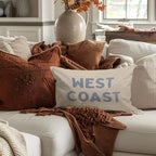 Coastal Throw Pillow Cover 12x20, Preppy West Coast Coquette Decor for Girls Room College Sofa Couch, Trendy Retro Dorm - West Coast