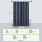 Inhousolu Fabric Shower Curtain Waffle Weave, Navy Blue 230 GSM Heavy Duty, Weighted Hem, 14 Metal Hooks, Water Repellent, Machine Washable, Hotel Spa Luxury Bath Curtain Set, 72 x 84 Inch