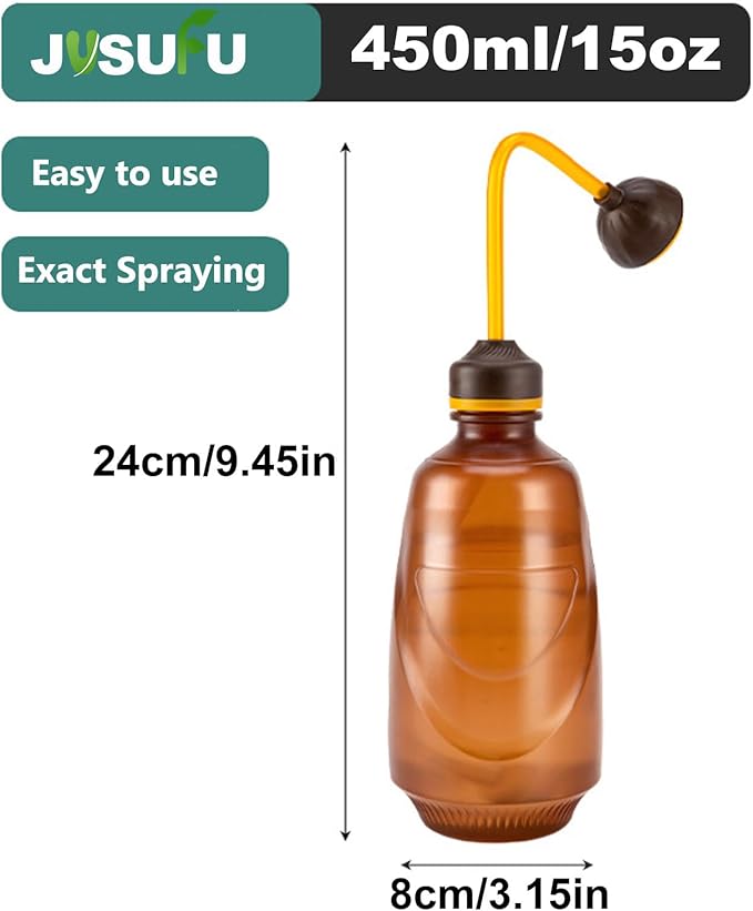 Watering Can for Seedlings, Tiny Watering Bottle for Small Desk Plants Andsucculent Plants 0.45L (Brown)