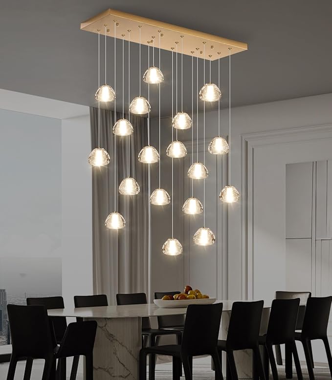 Crystal Chandeliers for Living Room Dining Room Light LED Pendant Lights Fixtures Lighting Chandelier for Foyer Entrance Gold