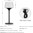 FUYO Cordless Table Lamp, Portable LED Desk Lamp, 3 Color Stepless Dimmable Rechargeable LED Table Lamp for Restaurant/Bedroom/Bars/Outdoor Party/Camping/Coffee Shop