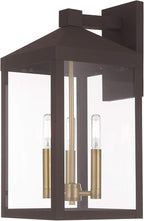 Livex 20584-07 Transitional Three Light Outdoor Wall Lantern from Nyack Collection in Bronze/Dark Finish