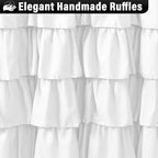 Seasonwood White Ruffle Shower Curtain Farmhouse Shower Curtain 72 X 72inch Vintage Shower Curtains with Buttons & White Ruffles for Bathroom Bathtubs Decor Accessory