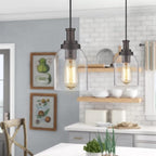 zeyu 1-Light Farmhouse Pendant Light, Modern Hanging Pendant Lighting with Clear Glass Shade, Oil Rubbed Bronze Finish, ZG33M1L ORB