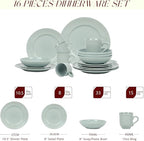 Pearl Dots Stoneware Dinnerware Set (16pc Set, Teal)