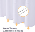 LaCyan 3 in 1 Waterproof Waffle Weave Shower Curtain and Clear Liner Set with 12 Stainless Steel Hooks Double Sided for Bathroom 72 Inches Heavy Duty Polyester Fabric Shower Curtains 72x72