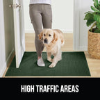 GORILLA GRIP Front Door Mat, Indoor Outdoor Ultra Absorbent HydroAbsorb Doormat, Absorbs Up to 1.7 Cups of Water, Stain and Fade Resistant, Rubber Backing Doormats, Captures Dirt, 29x17 Green
