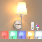 Battery Operated Wall Sconce, 120H Usage Time 22.6" Rechargeable Wall Light with Dimmable Bulb, 12 Colors Wall Sconce for Bedroom Living Room, Silver