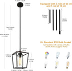Black Pendant Lights 1-Light Pendant Lights Kitchen Island Farmhouse Lantern Pendant Light Iron Cage Hanging Light Fixtures with Clear Glass Shade for Dining Room, Entryway, Hallway, Porch
